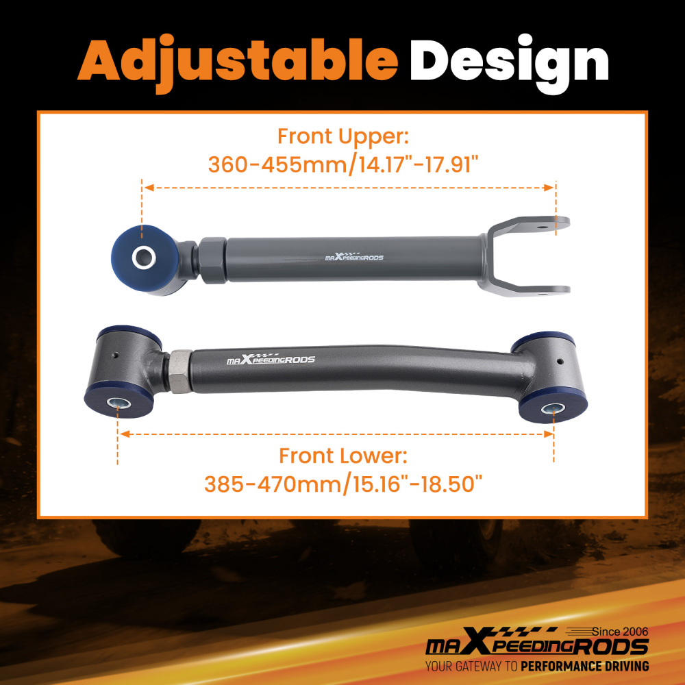 4Pcs UpperLower Adjustable Front Control Arms compatible for Jeep Cherokee XJ 1984-2001