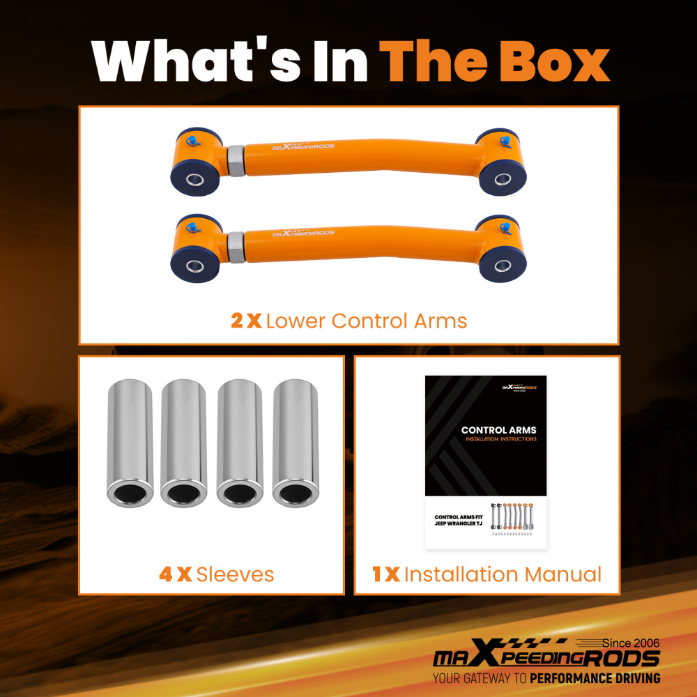 2x Front Lower Control Arm compatible for Jeep Wrangler TJ 1997-2006 compatible for Cherokee XJ 1986-2001