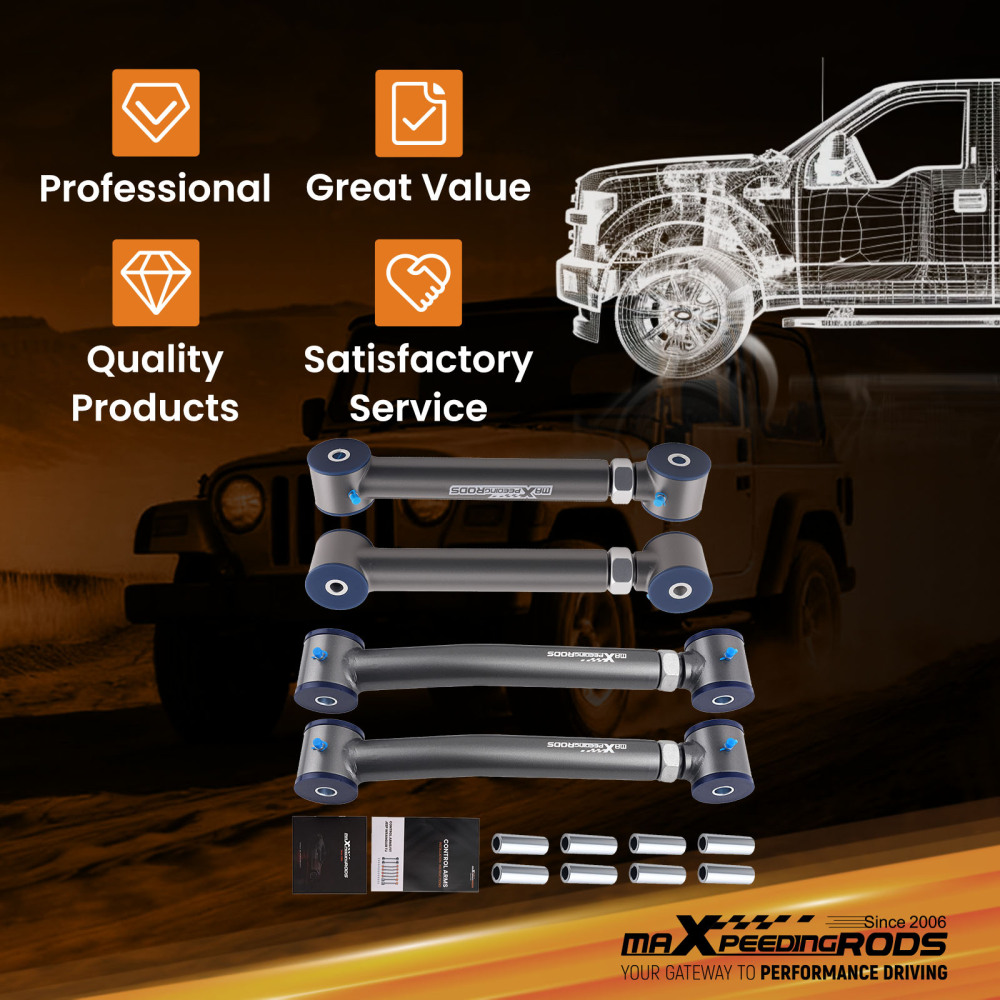 4PCS BRAZO DE CONTROL TRASERO AJUSTABLE compatible para JEEP WRANGLER TJ GRAND CHEROKEE ZJ