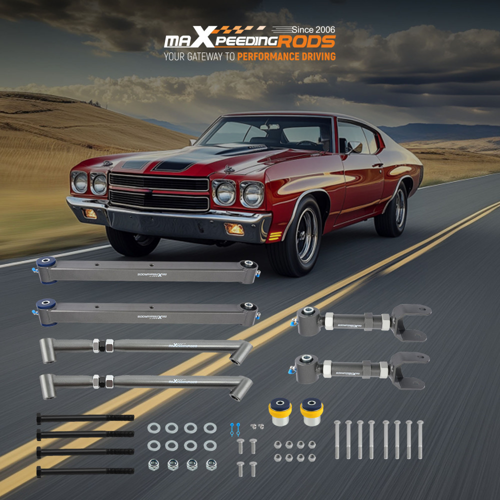 Adjustable Rear Control Trailing Arms Brace Kit compatible for GM A-Body 68-72 compatible for Chevelle