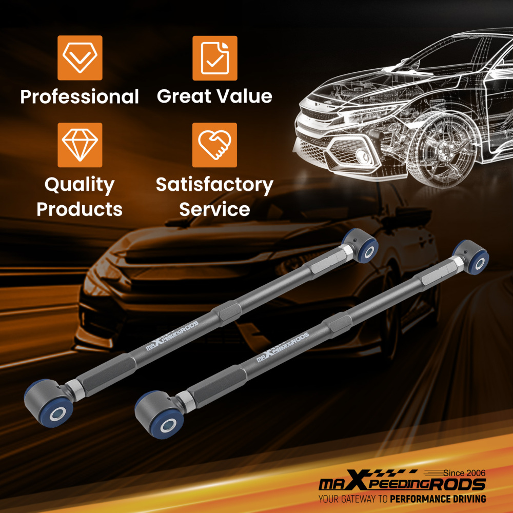 2x Suspension Adjustable Rear Lower Camber Arms +/- 4 compatible for Mini Cooper 2002-2013