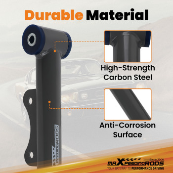 4Pcs Rear UpperLower Tubular Control Arms compatible for Ford Mustang 1979-2004 Gray