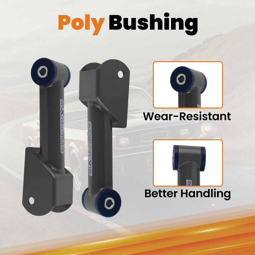 4Pcs Rear UpperLower Tubular Control Arms compatible for Ford Mustang 1979-2004 Gray