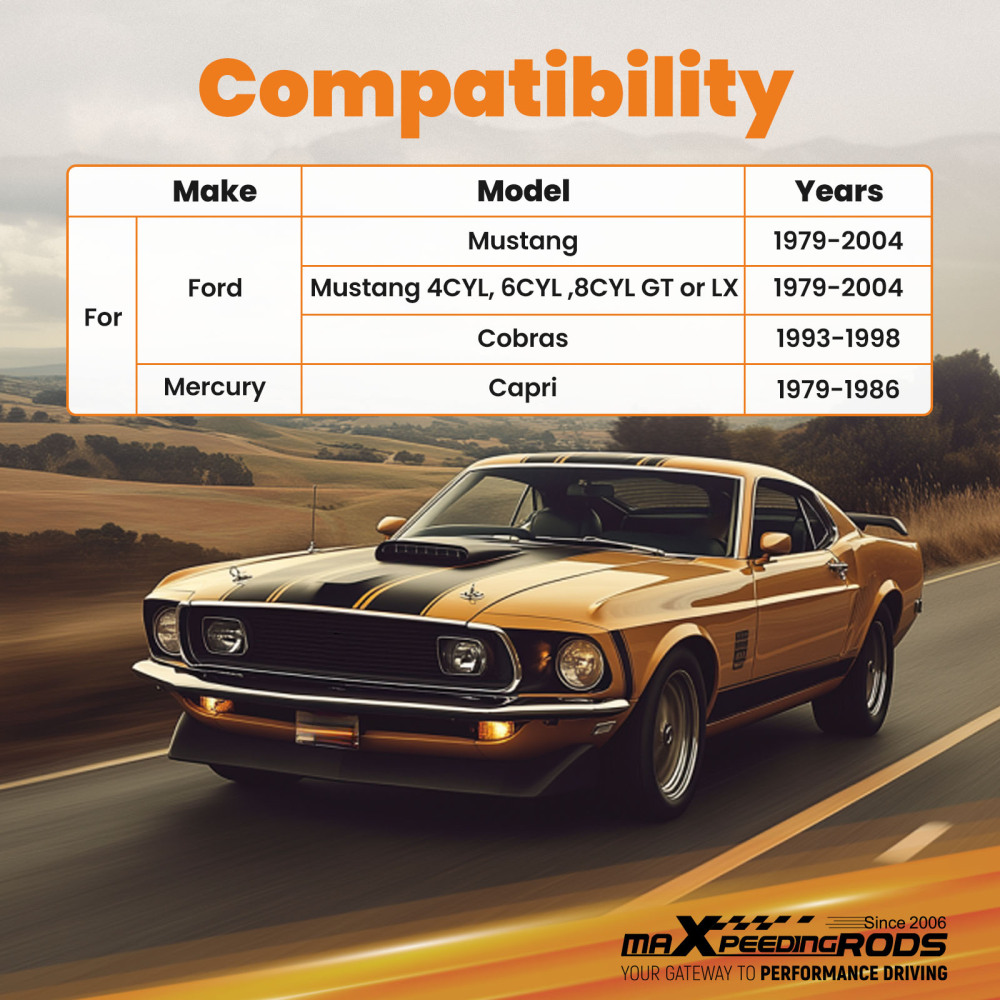 4Pcs Rear UpperLower Tubular Control Arms compatible for Ford Mustang 1979-2004 Gray