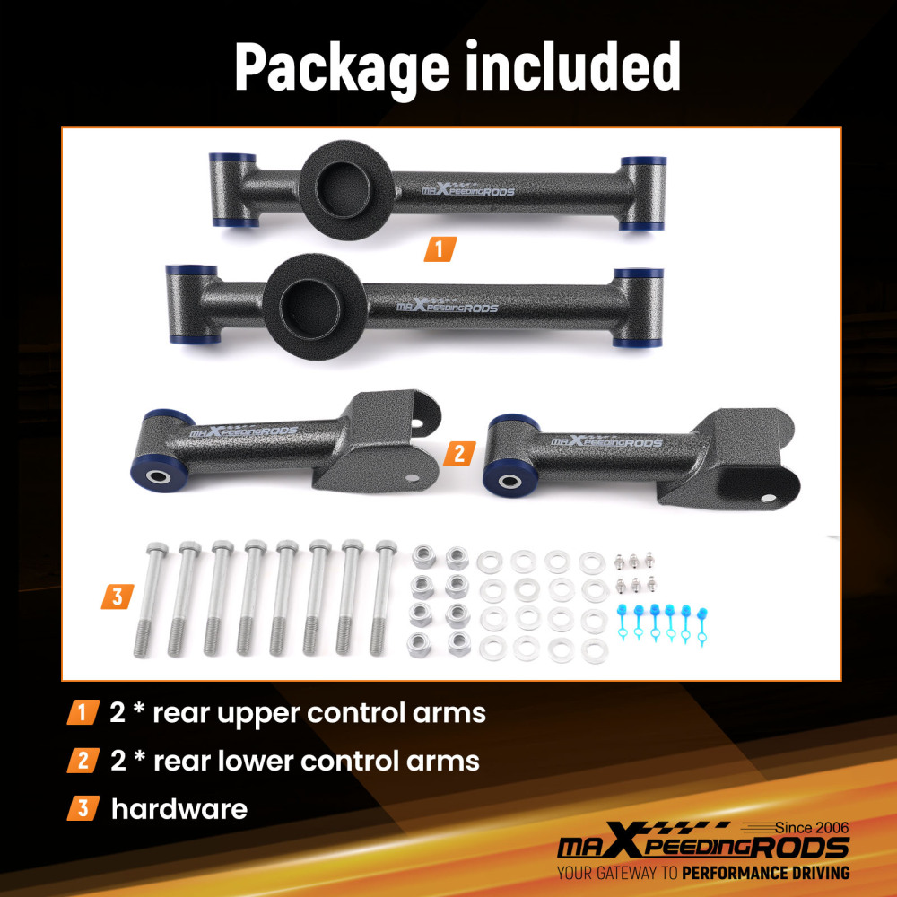 Rear LowerUpper Tubular Control Arm Set Compatible for Ford Mustang 1979-2004, for Mercury Capri 1979-1986, for Cobra 1993-1998