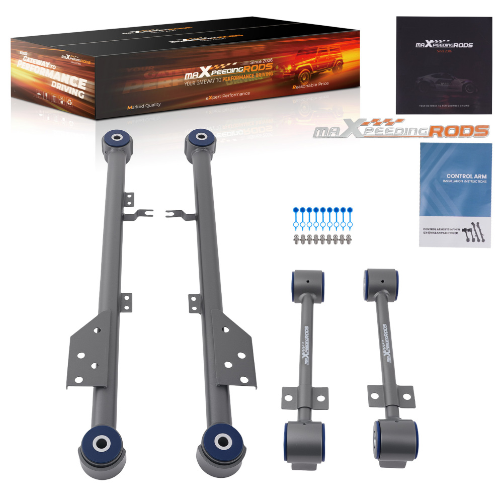 4Pcs Suspension Kits For Pathfinder QX4 1997-04 Rear UpperLower Trailing Arm