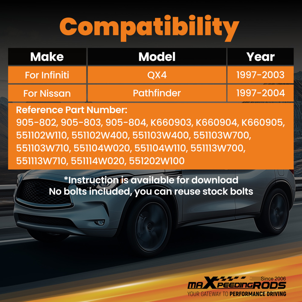 4Pcs Suspension Kits For Pathfinder QX4 1997-04 Rear UpperLower Trailing Arm