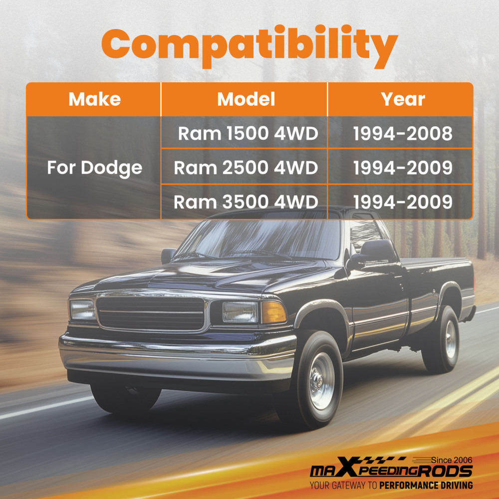 Adjustable Upgraded Front Control Arms For 1994-2009 compatible for Dodge Ram 4x4 4WD 0-6 Lift