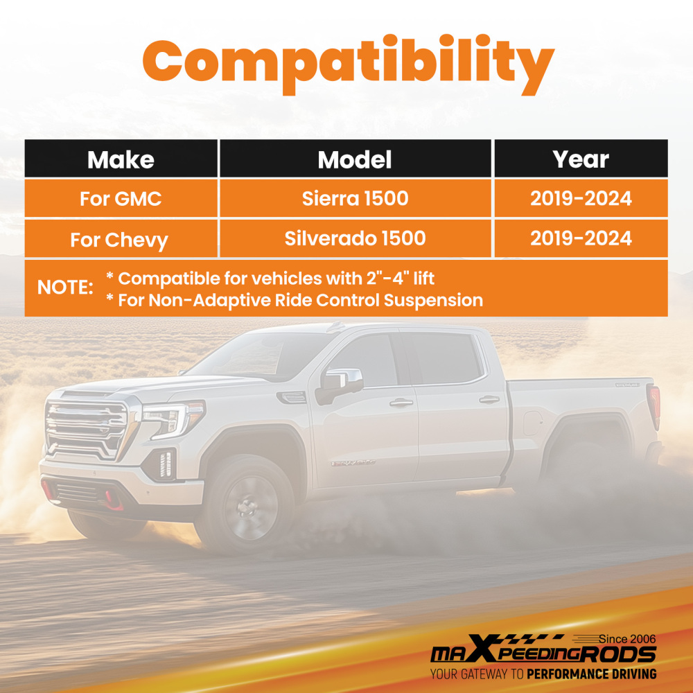 2x Front Upper Control Arms 2-4 Lift for 2019-2024 compatible for Silverado 1500 compatible for GMC Sierra