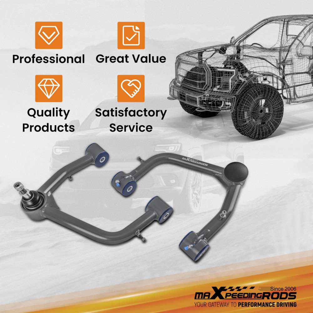 2x Front Upper Control Arms 2-4 Lift for 2019-2024 compatible for Silverado 1500 compatible for GMC Sierra