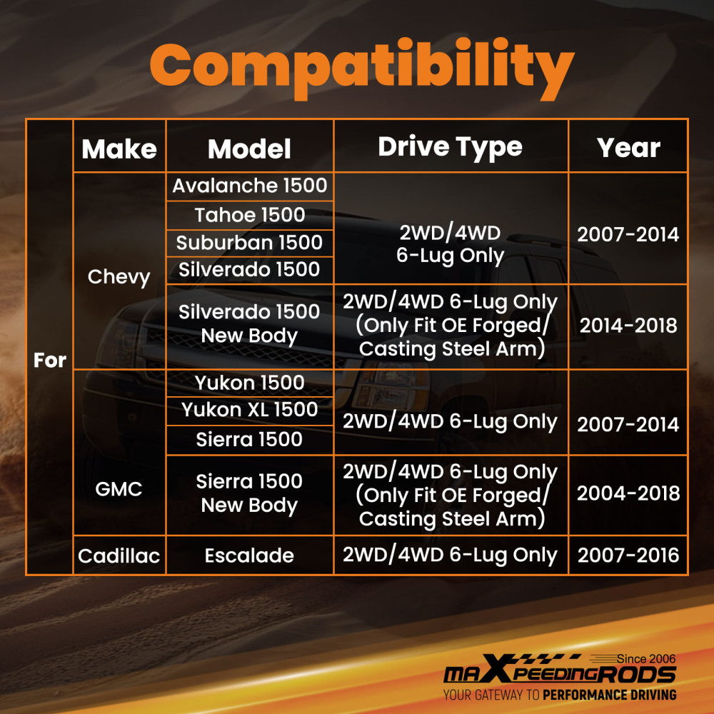 Tubular Adjustable Control Arms compatible for Cadillac Escalade 2007-2015 2WD 4WD A-Arms