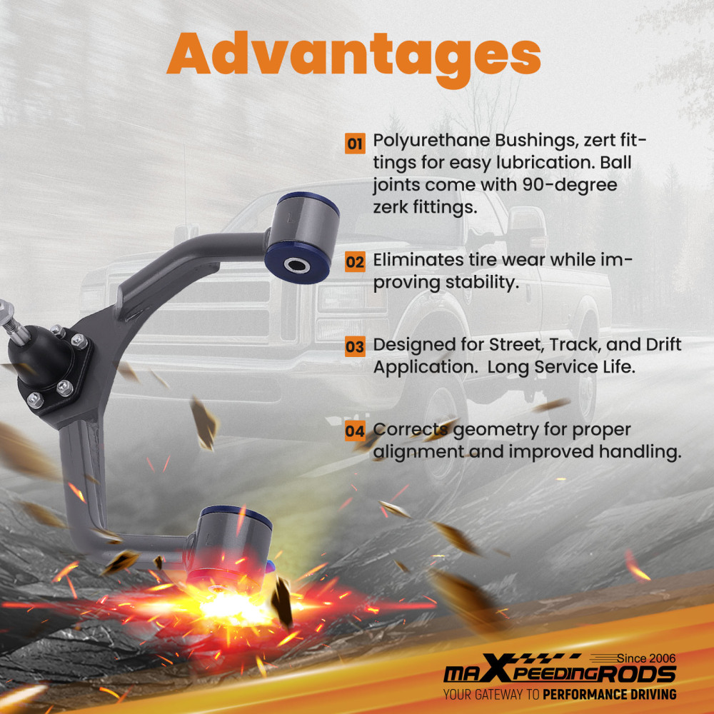 Alignment Front Upper Control Arms for 07-15 compatible for Chevy Silverado Sierra 1500 2WD 4WD