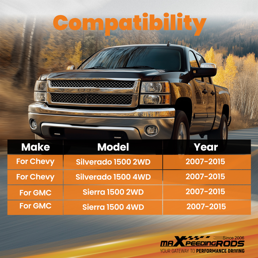 Alignment Front Upper Control Arms for 07-15 compatible for Chevy Silverado Sierra 1500 2WD 4WD