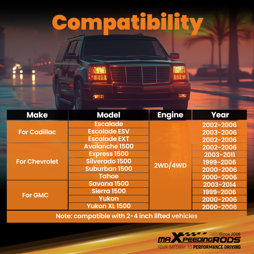 Front Upper Control Arms 2-4 Lift compatible for Chevrolet Silverado Sierra 4X4 1999-2006