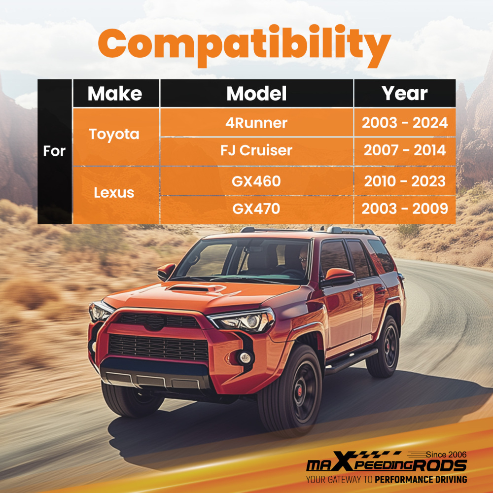 2x Front Upper Control Arms 2-4 Lift compatible for Toyota FJ Cruiser 07-14 compatible for 4Runner 03-24