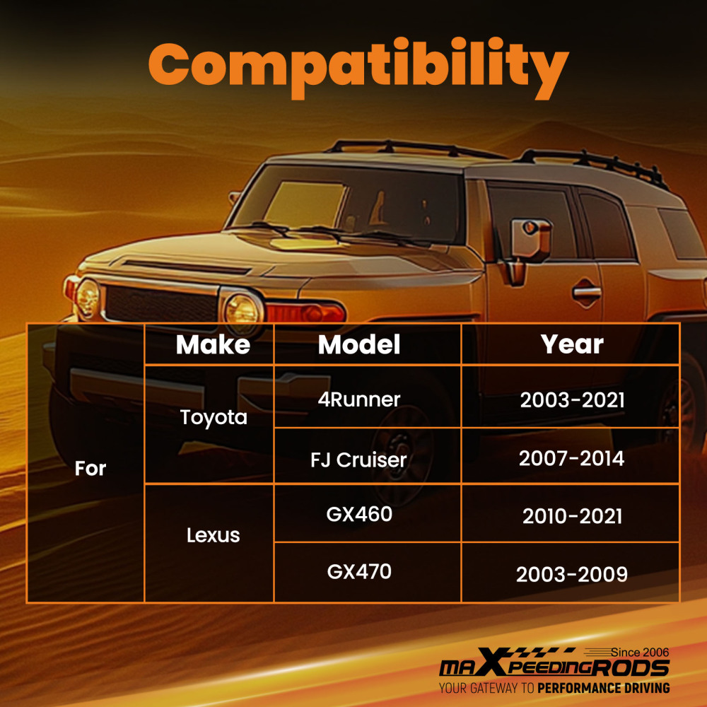 Upper Control Arm 2-4 Lift For 03-24 compatible for Toyota 4Runner 2007-2014 FJ Cruiser GX460