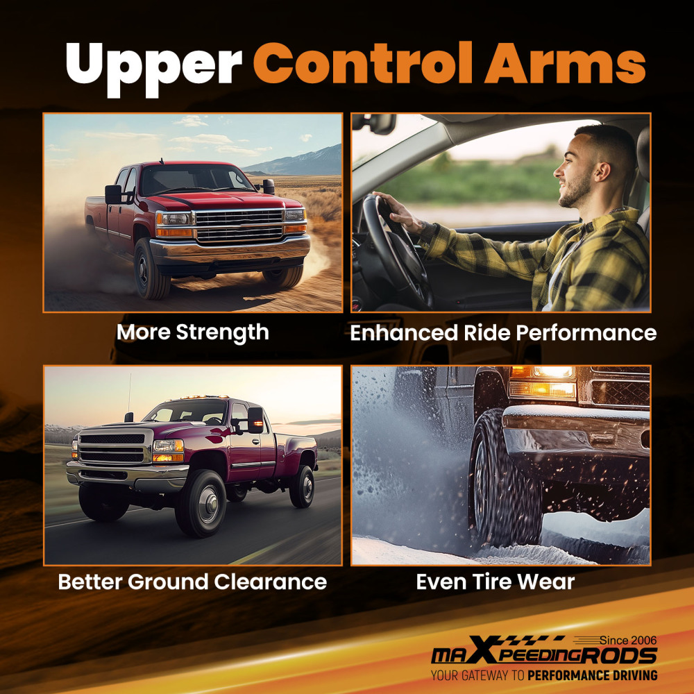 2x Front Upper Control Arms 2-4 Lift compatible for Toyota Tundra 2000-2006 compatible for Sequoia 01-07