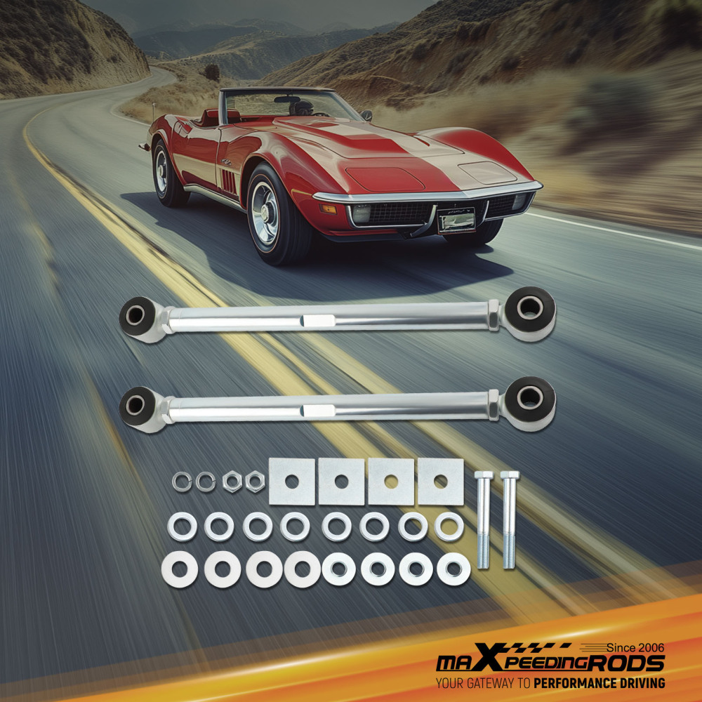 CSR Adjustable Rear Strut Rods Bar Urethane Bushings Hardware compatible for Corvette 63-79 suspension arms