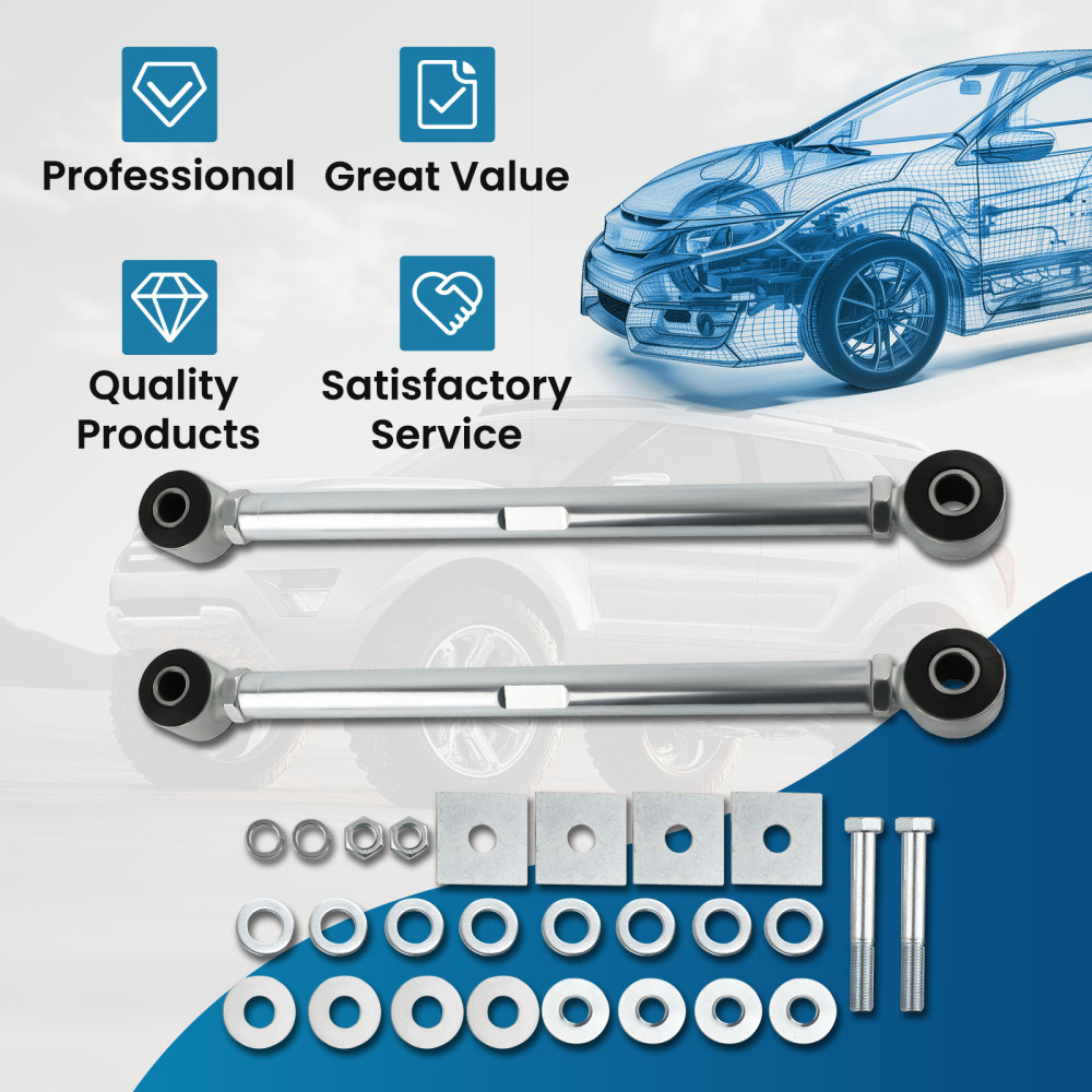 CSR Adjustable Rear Strut Rods Bar Urethane Bushings Hardware compatible for Corvette 63-79 suspension arms