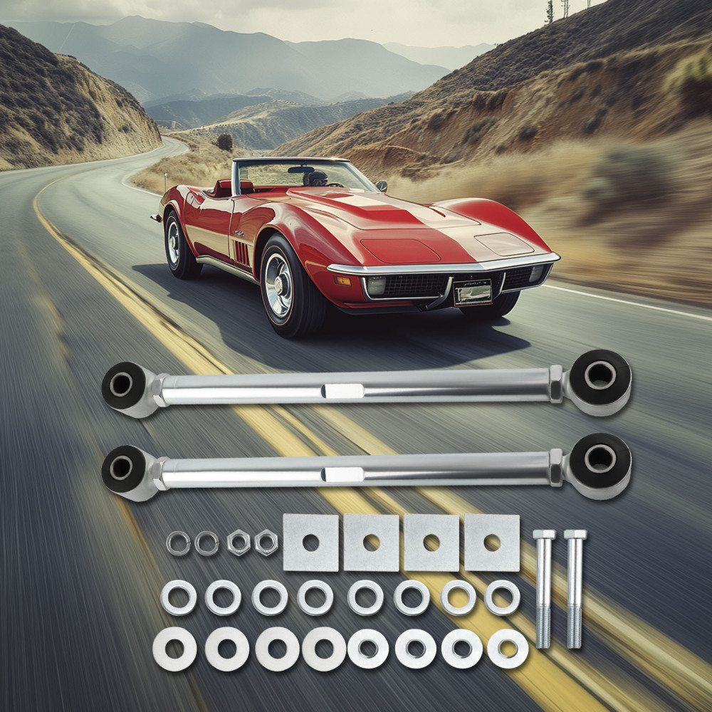 CSR Adjustable Rear Strut Rods Bar Urethane Bushings Hardware compatible for Corvette 63-79 suspension arms