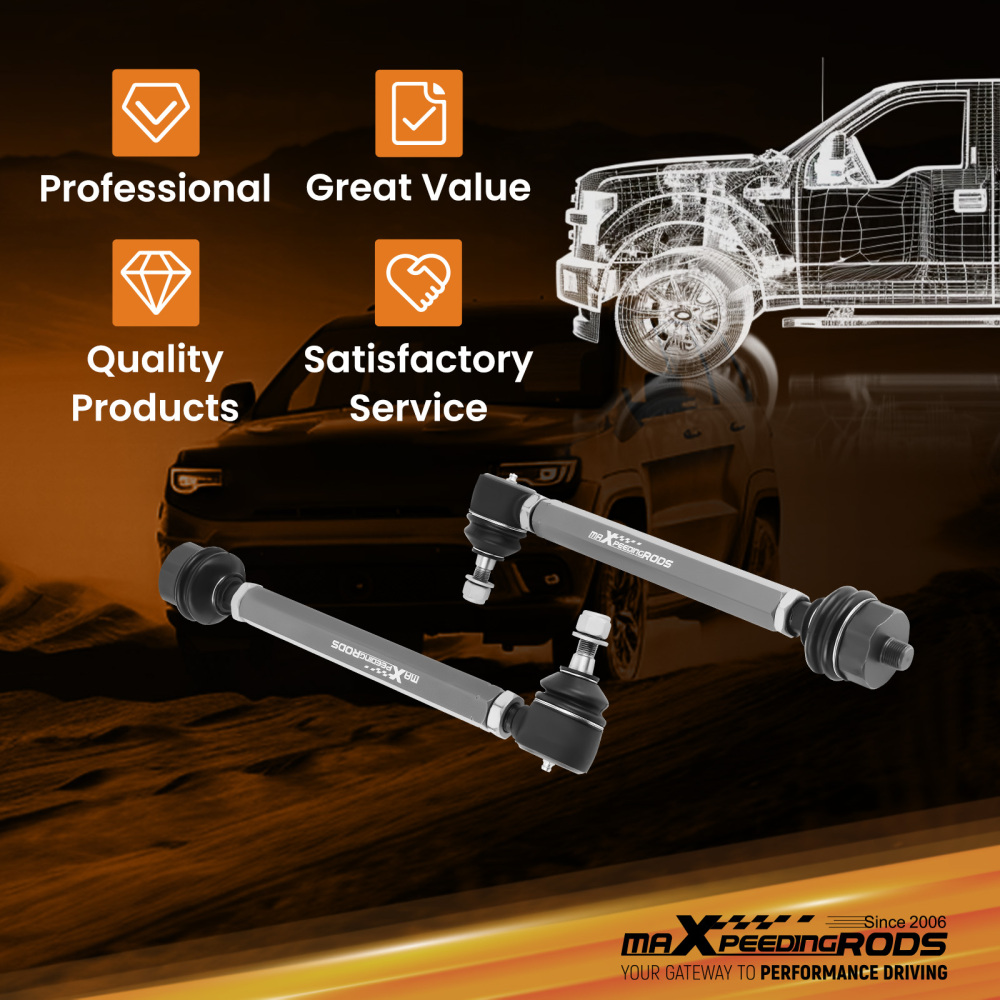 Adjustable Tie Rod Kit For 2001-2010 compatible for Chevy GMC Sierra 2500HD 3500HD 4WD