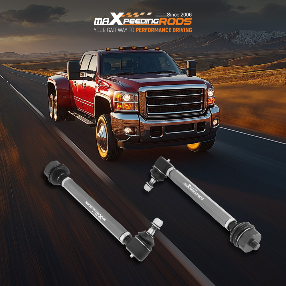 Adjustable Tie Rod Kit For 2001-2010 compatible for Chevy GMC Sierra 2500HD 3500HD 4WD