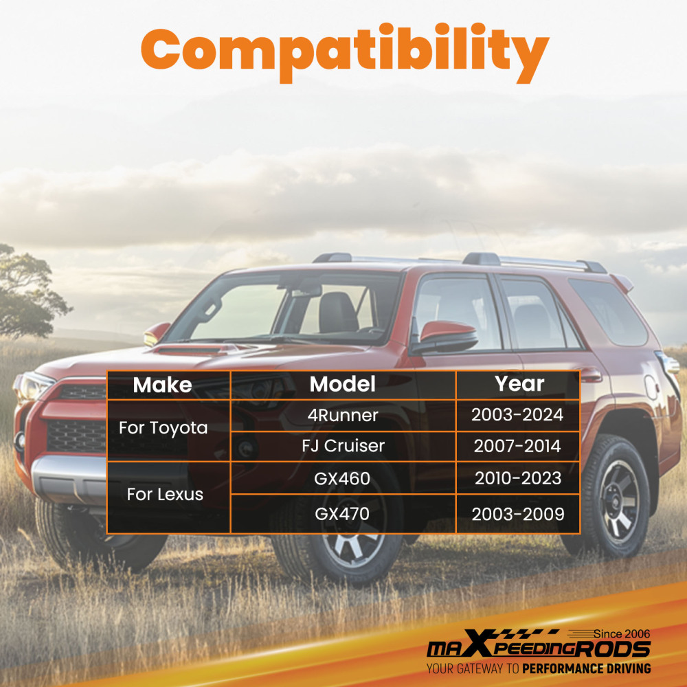 Adjustable Rear Track Bar 0-6in Lift Kits for 2003-24 compatible for 4Runner 2007-14 FJ Cruiser