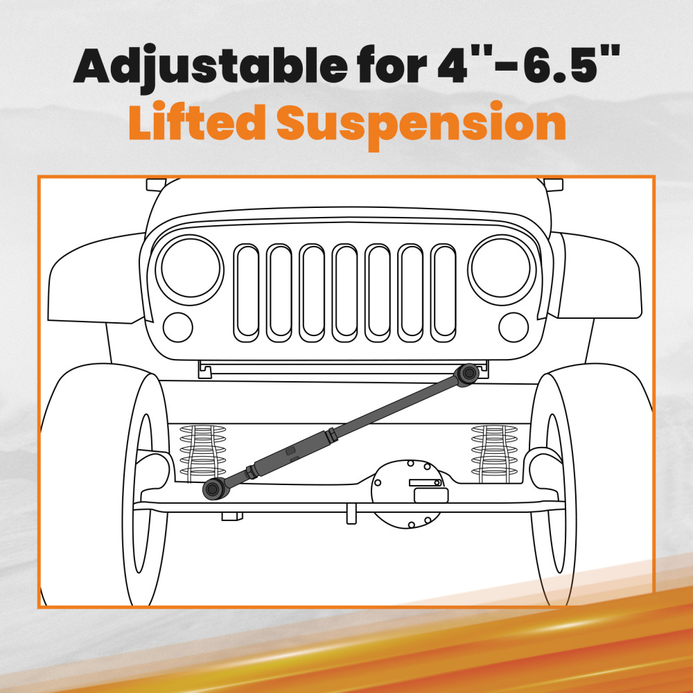 Front Track Bar Compatible for Cherokee XJ1984-2001 and Relocator Bracket with 4-6.5inch lift suspension arms