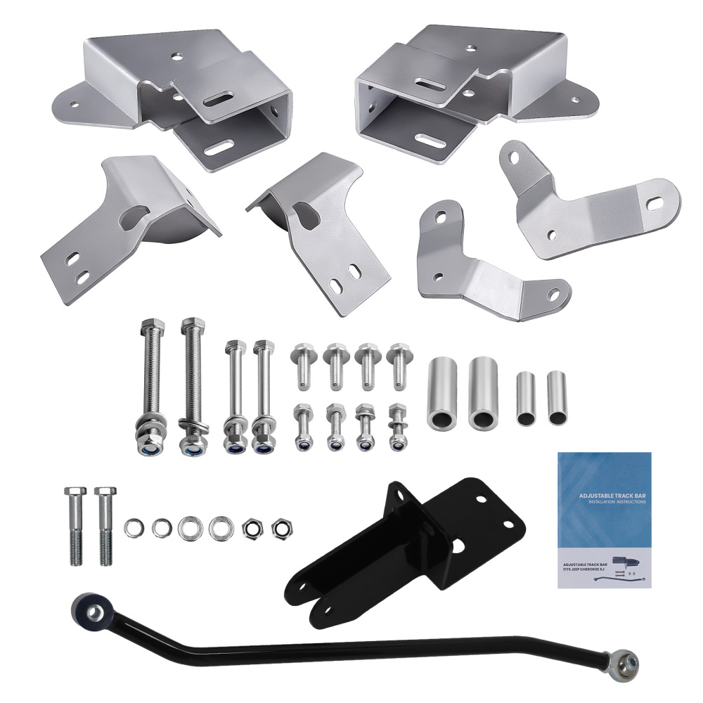 Adjustable Front Track Bar + Control Arm Brackets compatible for Jeep Cherokee XJ 1984-2001