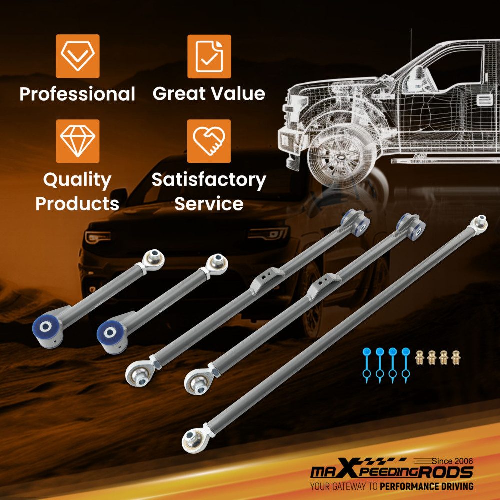 Adjustable Rear Control Arm + Track Bar compatible for Toyota 4-Runner 2003-2009 FJ Cruiser