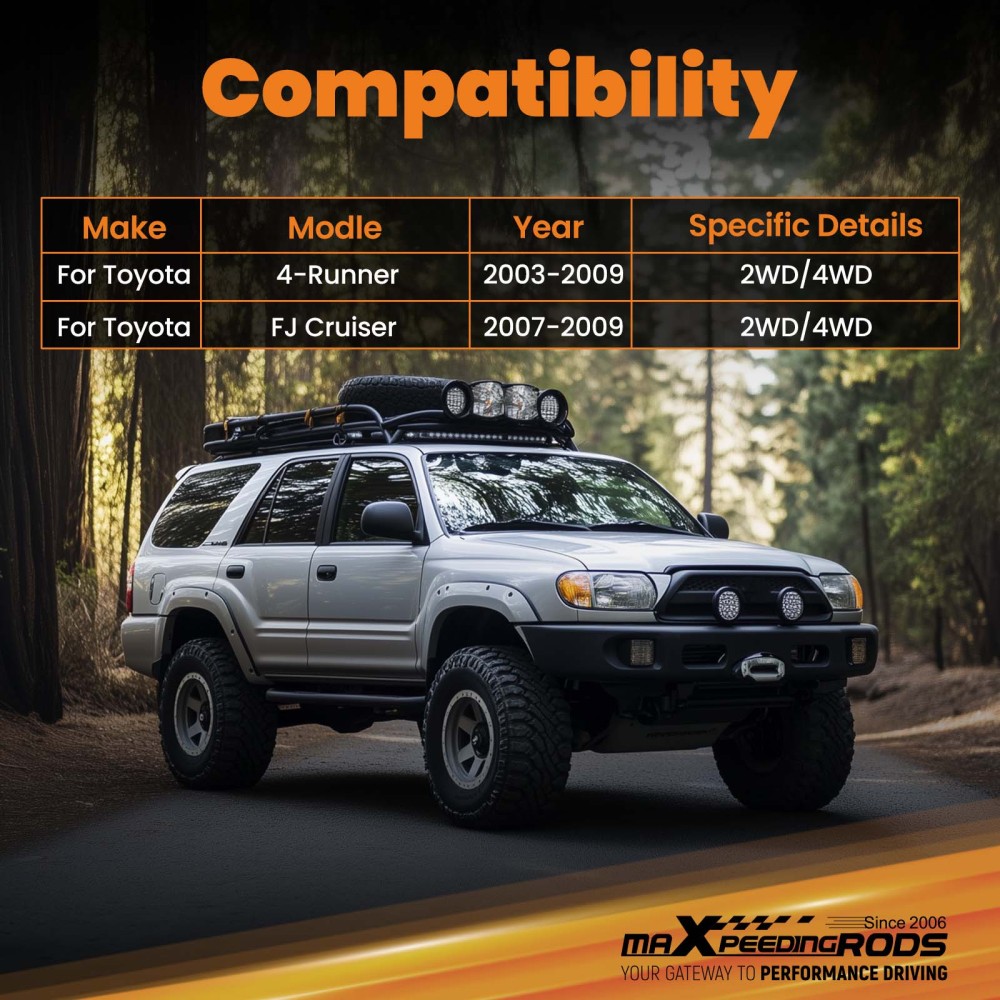 Adjustable Rear Control Arm + Track Bar compatible for Toyota 4-Runner 2003-2009 FJ Cruiser