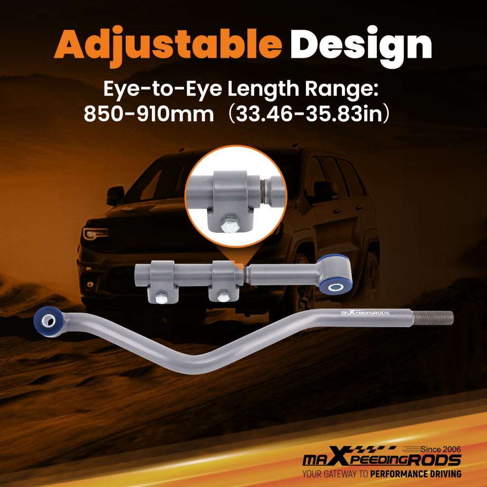 Front Adjustable Solid Track Bar 2.5''-6'' For 2018-2023 compatible for Jeep Wrangler JL 4WD