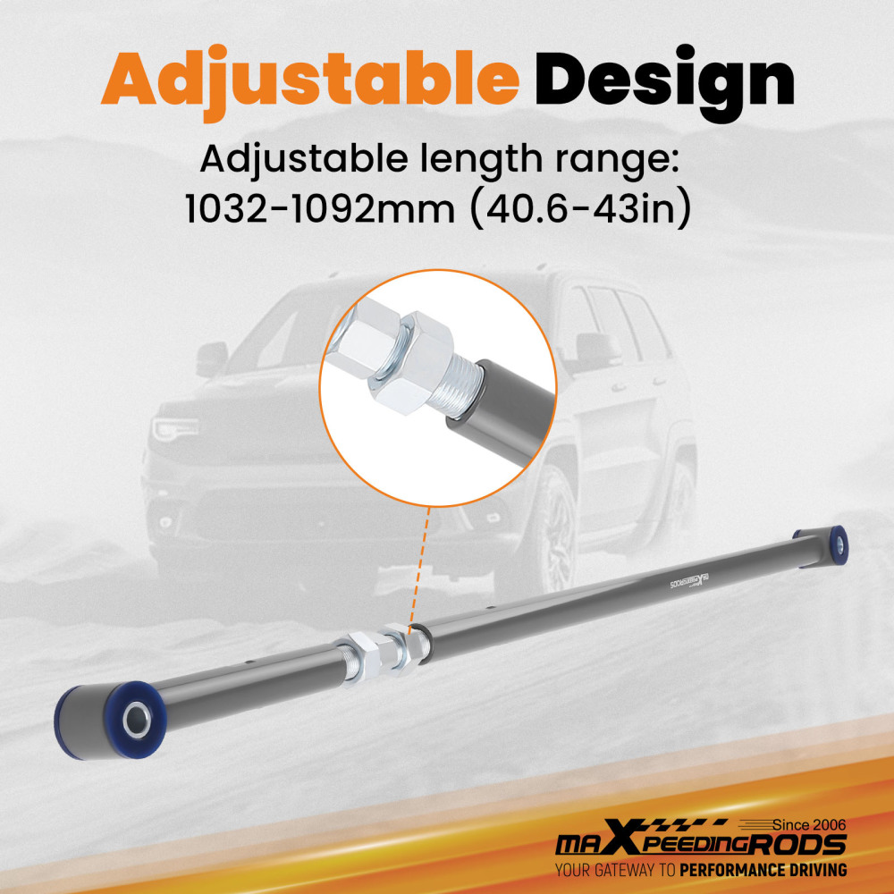 Adjustable compatible for Panhard Track Bar w/Poly Bushings For 05-14 compatible for Ford Mustang 2-Door Gray