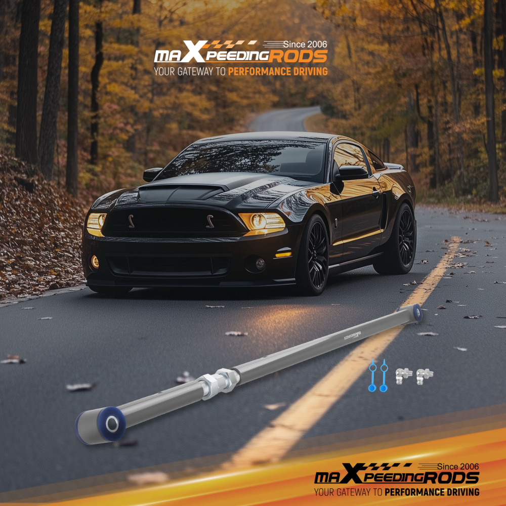 Adjustable compatible for Panhard Track Bar w/Poly Bushings For 05-14 compatible for Ford Mustang 2-Door Gray