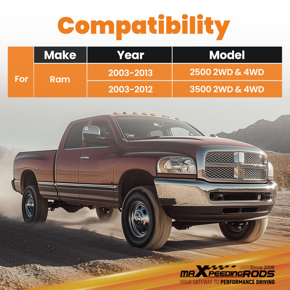 Adjustable Track Bar Compatible for Dodge Ram 2500 3500 2003-2012 with 4 - 6 inch Lift suspension arms