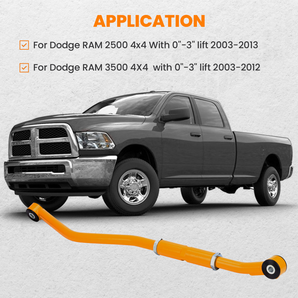 Compatible for Dodge Ram 2003-2013 2500 3500 HD Adjustable Track Bar Arm 0 inch-3 inch Lift Gold suspension arms