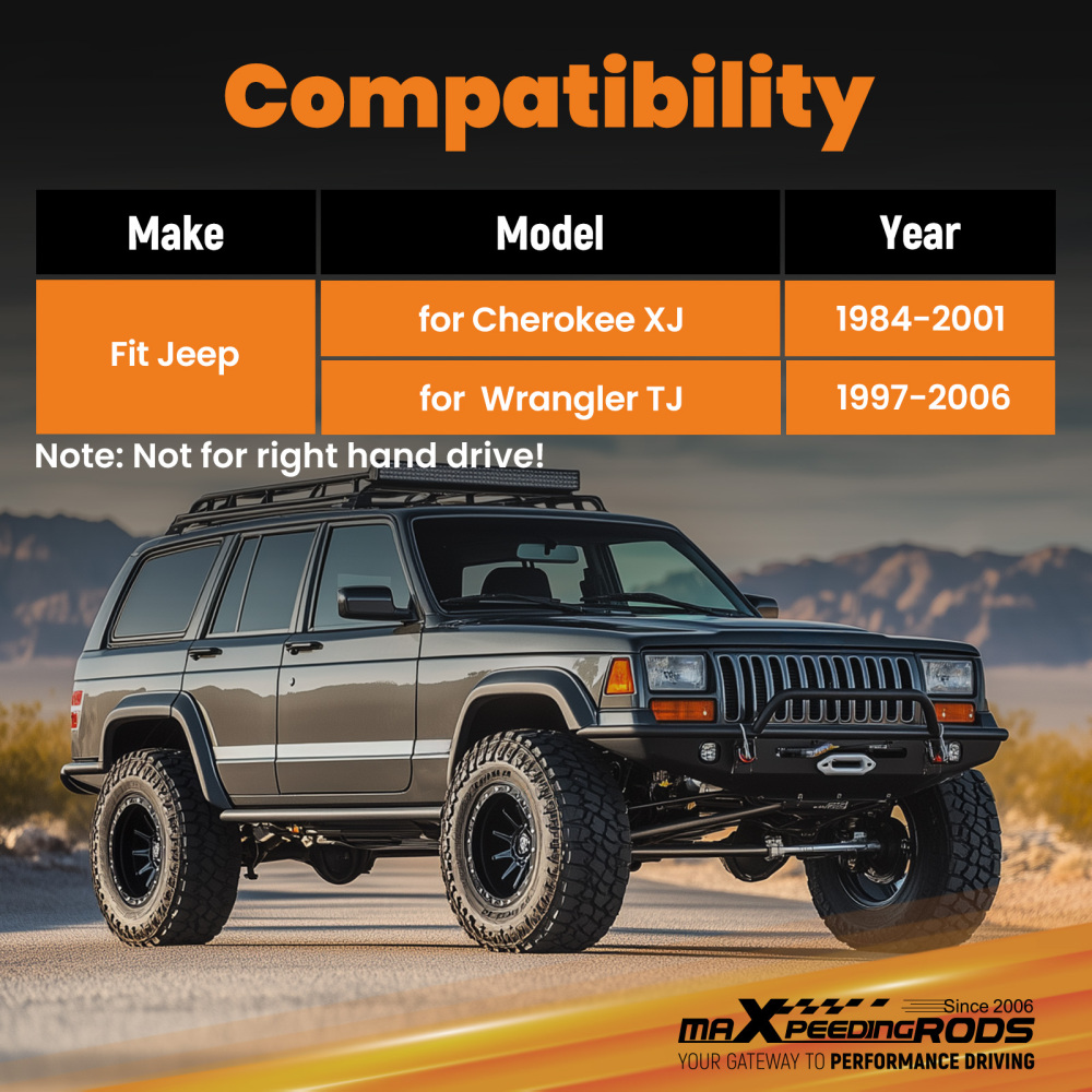 Front Adjustable Track Bar 1997-2006 Compatible for Jeep Wrangler TJ / 84-01 Compatible for Cherokee XJ suspension arms