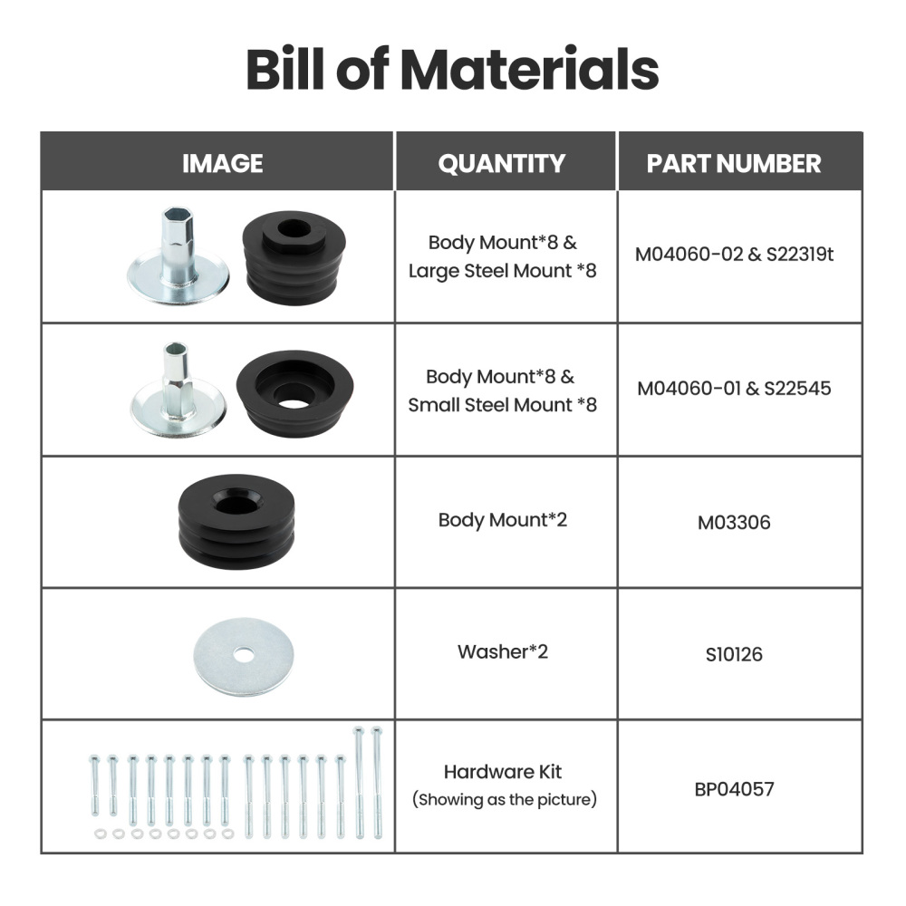 Body Cabs Mount Kit LHRH compatible for Ford F250 F350 compatible for Super Duty 2008-16 2WD 4WD