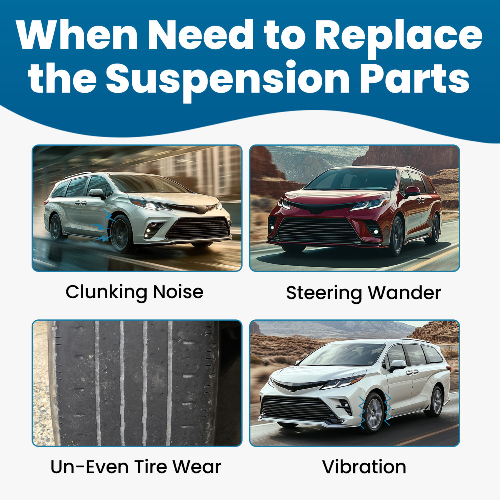 Front Lower Control Arms Sway Bars Tie Rods w/ Boots compatible for Toyota Sienna 2011-2020