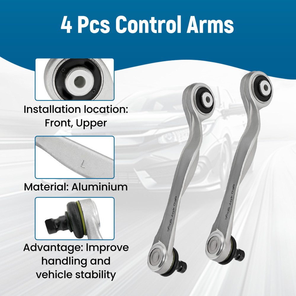 4x Front Rear Wishbones Upper Control Arm Kit compatible for VW Passat 3B2 3B5 3B3 3B6 suspension arms