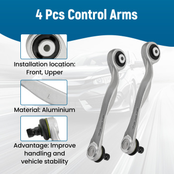 4x Front Rear Wishbones Upper Control Arm Kit compatible for VW Passat 3B2 3B5 3B3 3B6 suspension arms