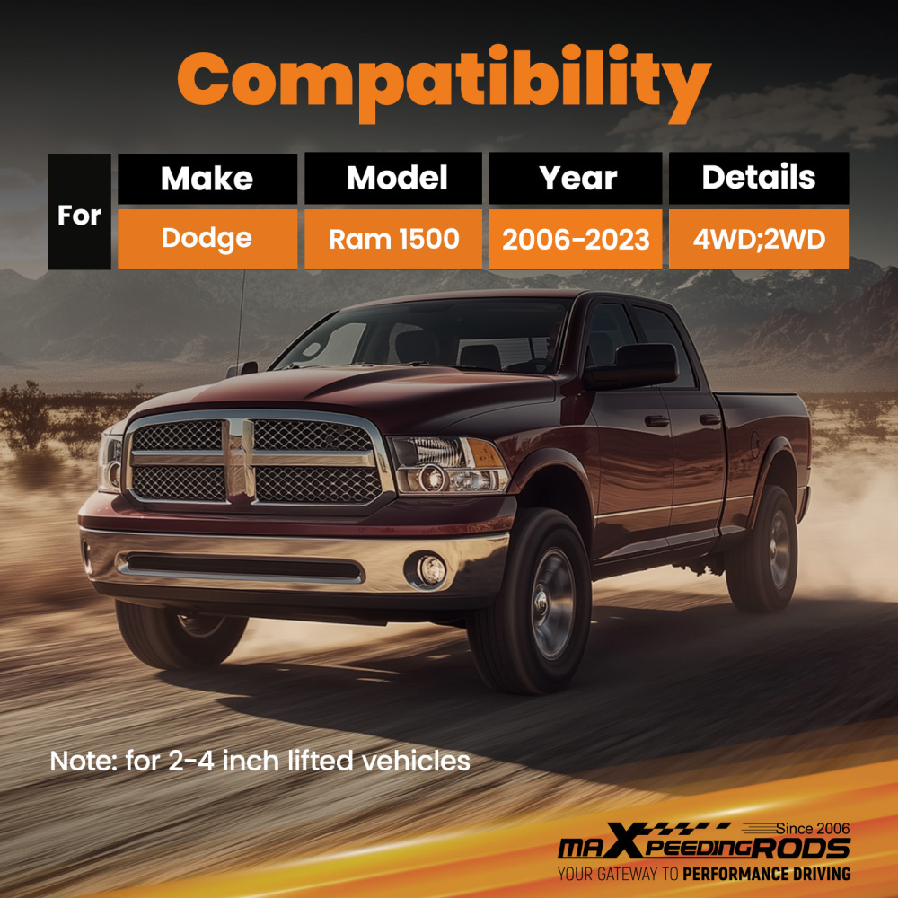 Front Upper Control Arms 2-4 Lift 4x4 compatible for Dodge Ram 1500 4WD 2006 2007-2023