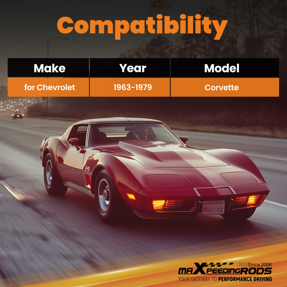 Adjustable Rear Strut Rods w/ Polyurethane Bushings compatible for Chevy Corvette 1963-1979