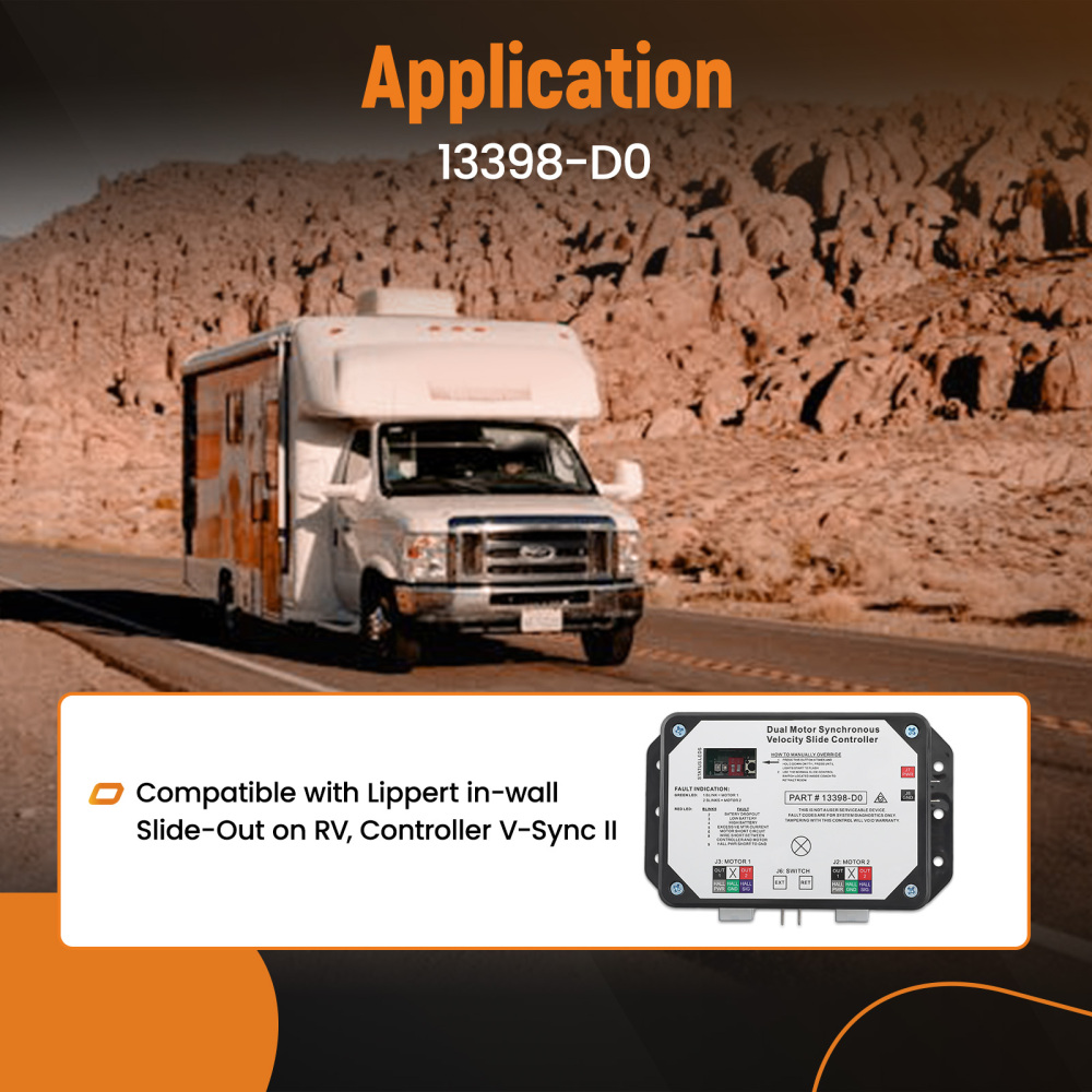 Dual Motor RV Slide Controller For Lippert V-Compatible for Sync II In-Wall Slide-Outs 12V