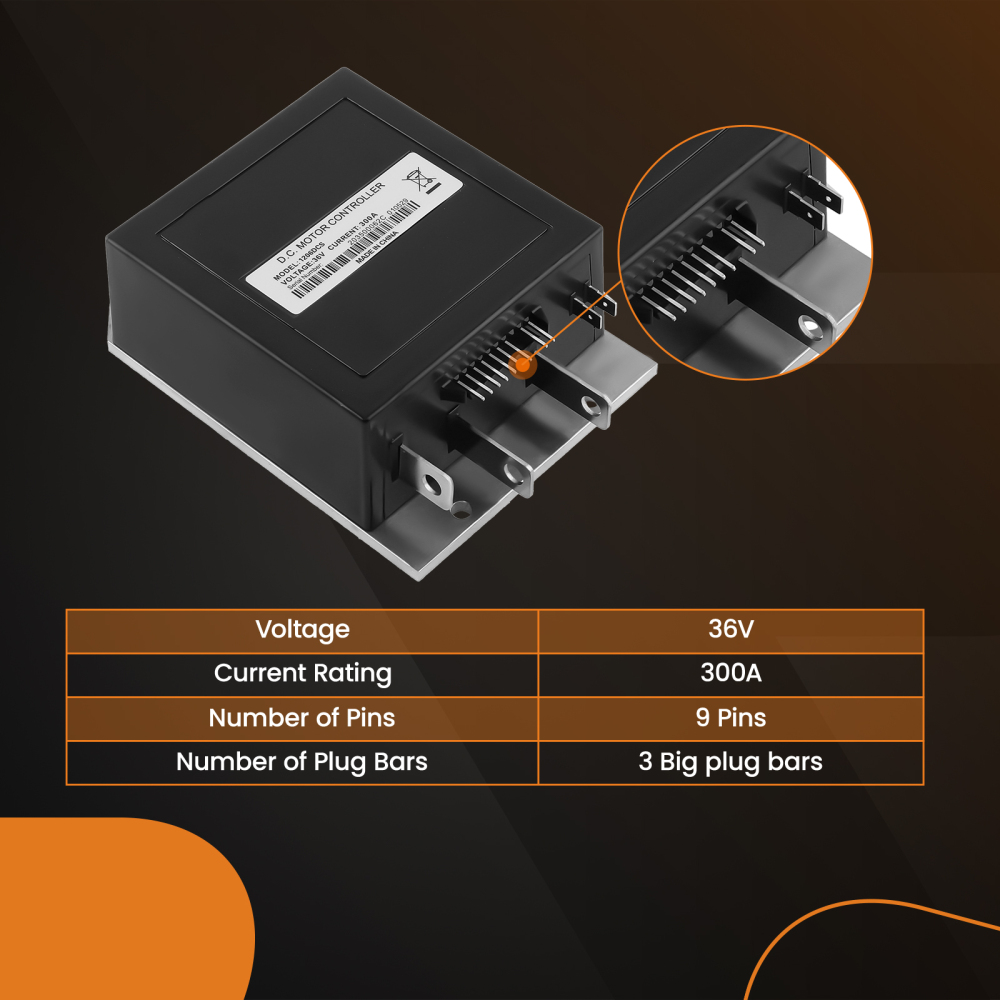9 Pin DC Controller compatible for EZGO DCS Club Car compatible for Golf Cart 1206SX 36V 300A 73144G06