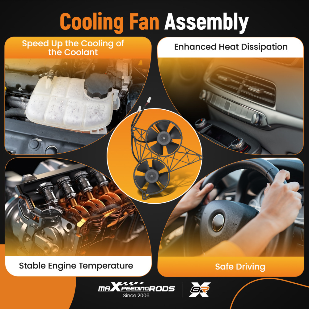 Radiator Cooling Fan w/ Bracket compatible for Harley V-ROD/VRSC/VRSCD/VRSCDX 2VA58A10146A