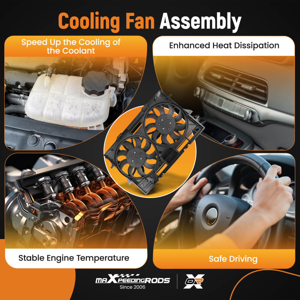 Radiator Cooling Fan motor Assembly compatible for Audi A6 A7 4G 3.0 4.0 TFSI 2012-17