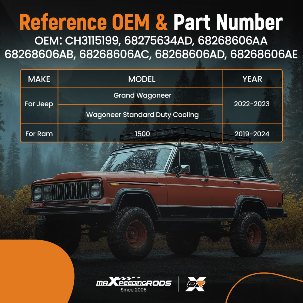 Cooling Fan compatible for Jeep Grand Wagoneer compatible for Ram 1500 2019-2024 68275634AD 68268606AA