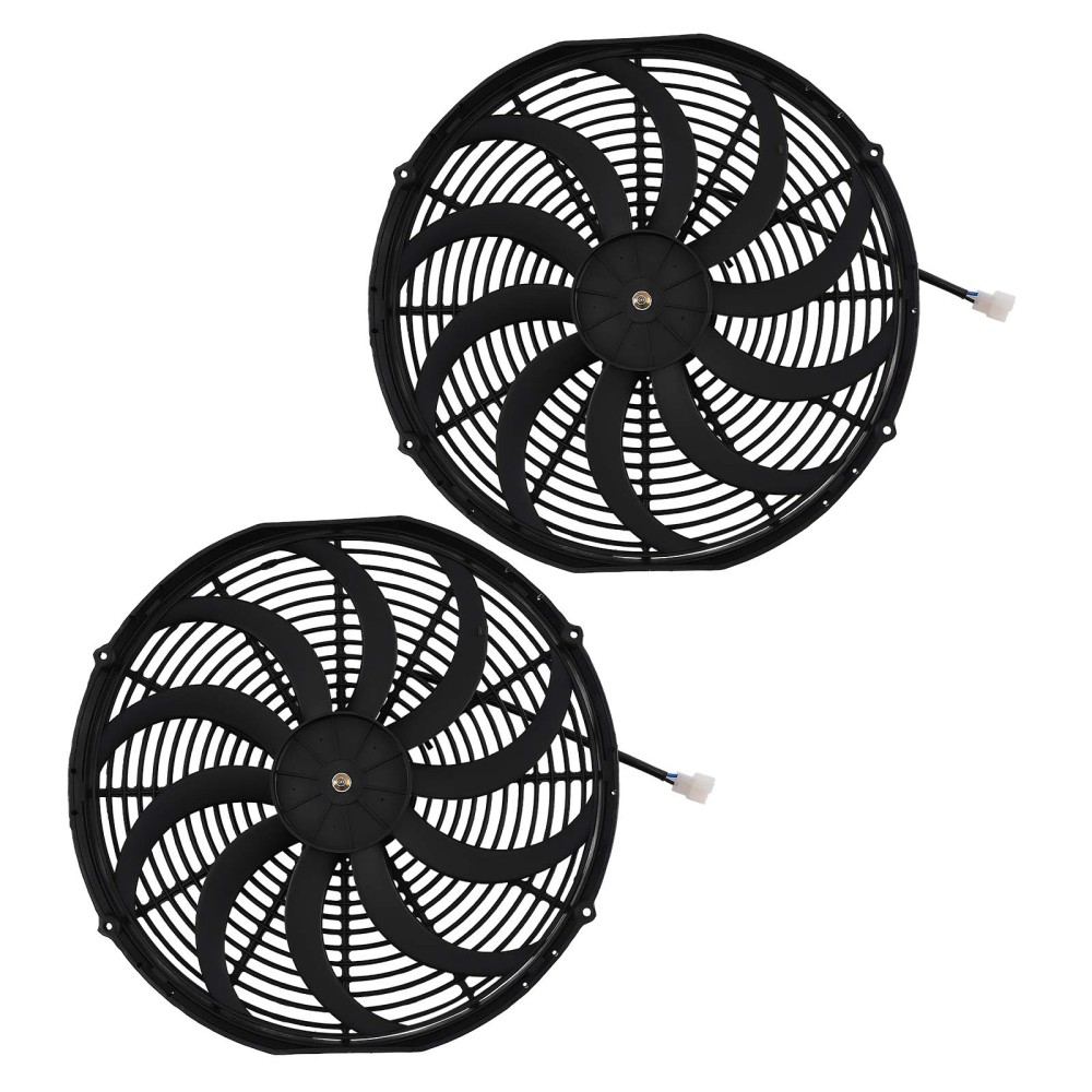 2X 16 IN Cooling Slim Fan Push Pull Electric 120W 12V Universal Radiator System