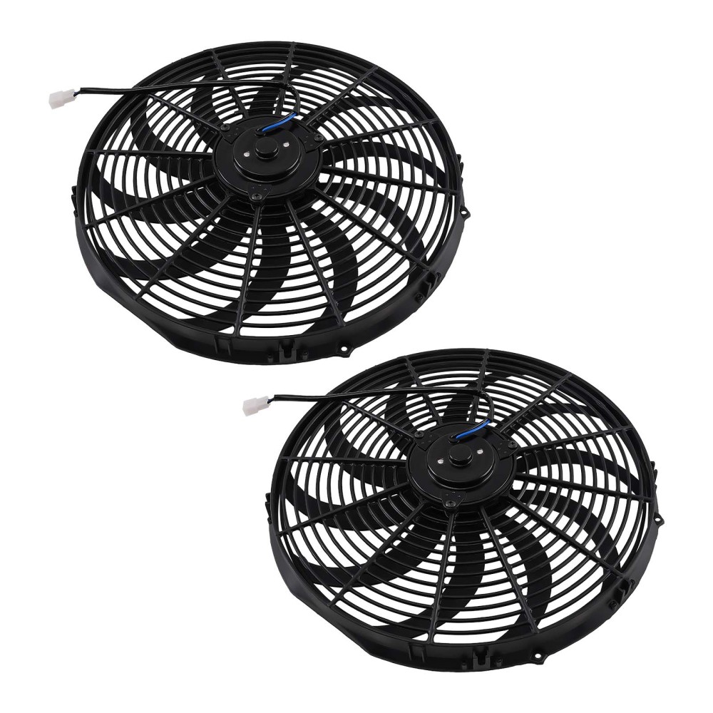 2X 16 IN Cooling Slim Fan Push Pull Electric 120W 12V Universal Radiator System